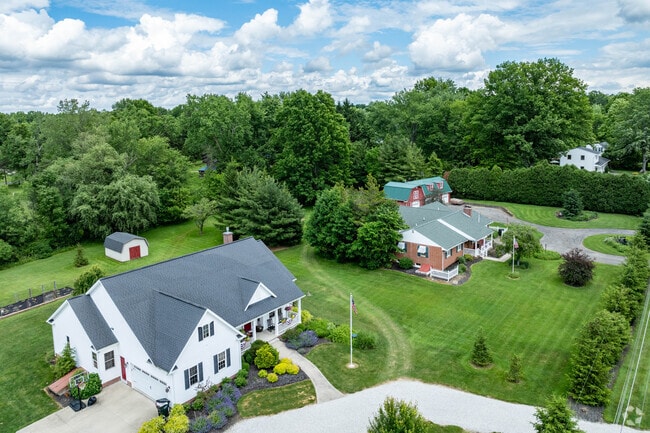 The Boston Heights neighborhood features homes on large private lots.