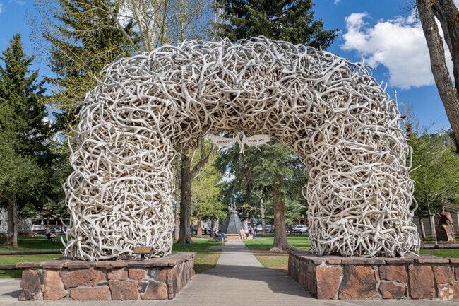 The iconic Jackson arches made of antlers are one of the centerpieces of downtown Jackson.