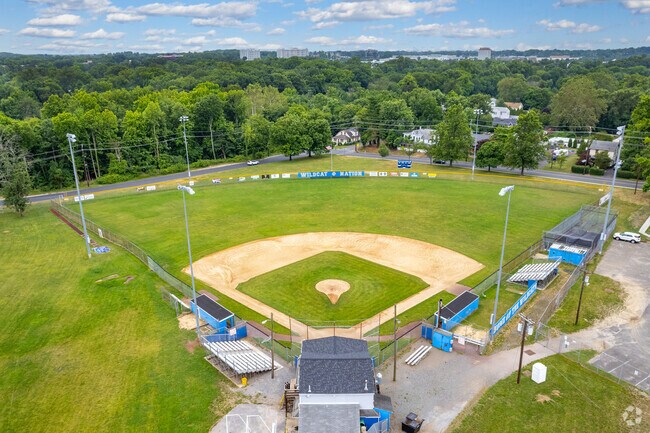 Aerial of basebal field at Maple Shade High School in Maple Shade, NJ.