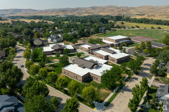 Aerial view of Hidden Springs Elementary School looking northwest.