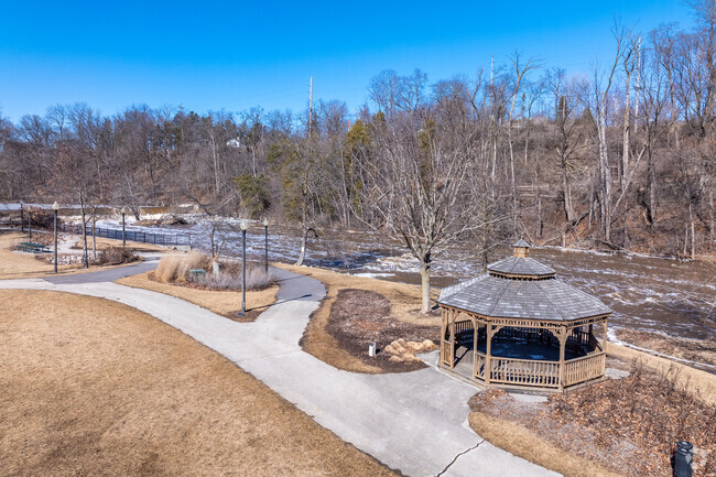 Settlers Park has scenic views of the Sheboygan River and wonderful walking paths.
