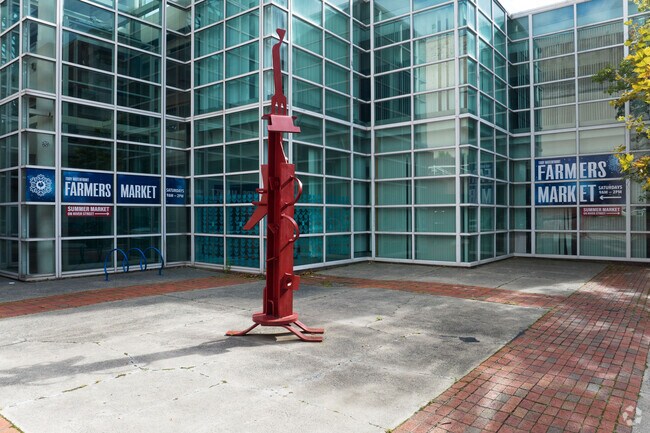 Held on the weekends is the farmers market in this fresh location.