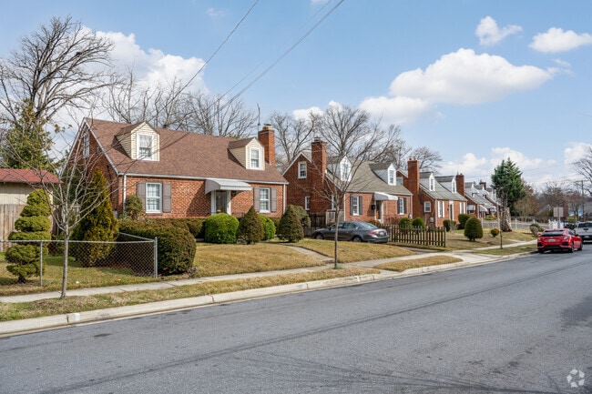 A row of brick Cape Cod homes on Burketon Rd in Chillum.