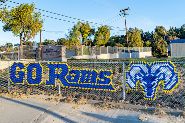 A Go Rams sign at Grazide Elementary School in Hacienda Heights