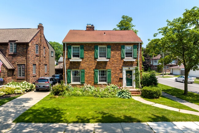 Stately colonial-style homes with long yards are found throughout Grosse Pointe.