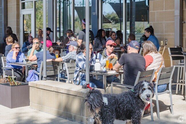 New Realm Brewing is a fun restaurant for families and friends with outdoor seating.
