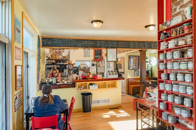 Residents are able to relax at Rendezvous Coffee, a cozy spot for breakfast and conversation.