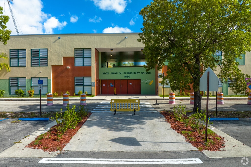 The main entrance to Maya Angelou Elementary School in the Allapattah neighborhood.