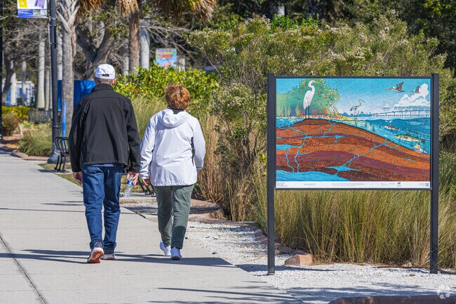Visitors can enjoy artwork along the pathway at the Bradenton Riverwalk.