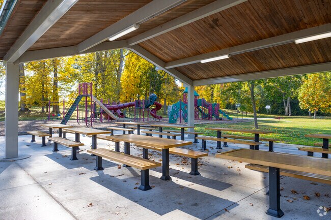 There is a large covered picnic area in Shoaff Park for family gatherings.