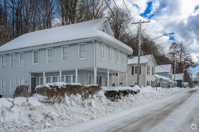 A row of homes perched above Findley Lake offers stunning views for those fortunate enough to visit Mina.