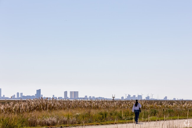 The Atlantic City skyline is visible from the Edwin B. Forsythe National Wildlife Refuge.