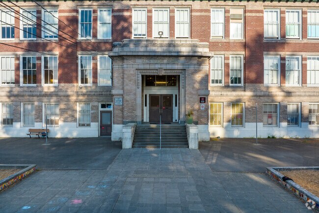 A historic entrance welcomes Denny Blaine students to McGilvra Elementary.
