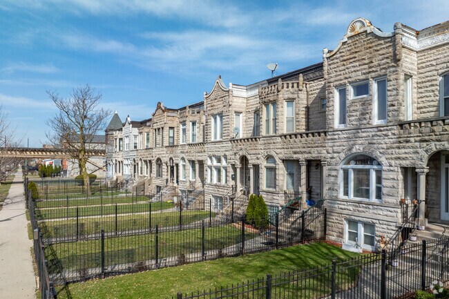 Historic greystone row homes are found in Washington Park.