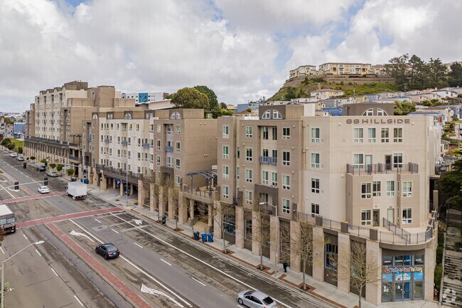 Larger apartment buildings and commercial spaces can be found along Mission Street in Hillside.