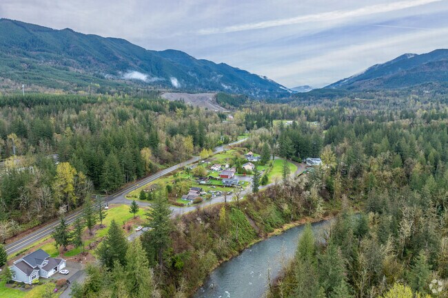 The sound of rushing water from the Green River is heard throughout Kanaskat, a deeply rural area about 6 miles southeast of Ravensdale.