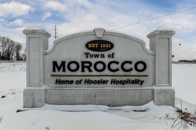 Morocco, founded in 1851, welcomes visitors with its Hoosier hospitality motto.