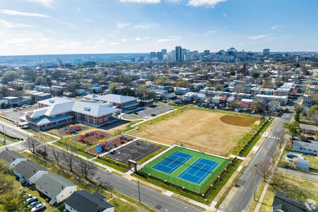 Henry L. Marsh III Elementary School has tennis, baseball, and basketball fields.