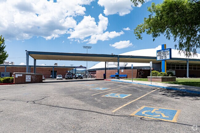 Prescott High School has a well kept campus.