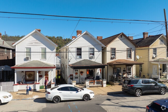 Historic homes sit close together along Fallowfield Avenue.