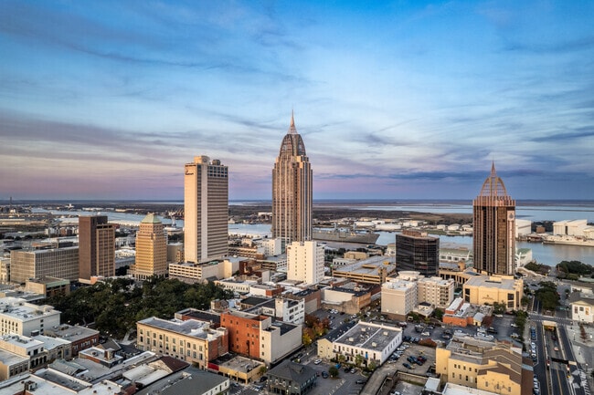 Downtown Mobile is about a 20-minute drive from Irvington.