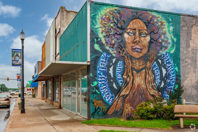 A bold mural brings color and creativity to a side street in downtown Pryor Creek.