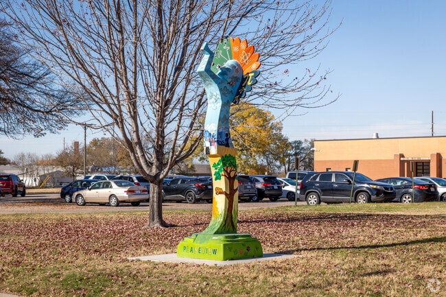 A miniature statue of the Keeper of the Plains stands proud in Planeview United.