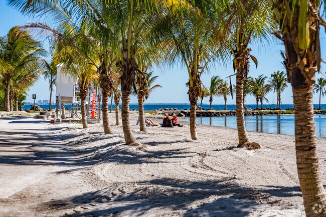 Residents and guests can relax under palm trees on the beach at Mathesson Park in Snapper.