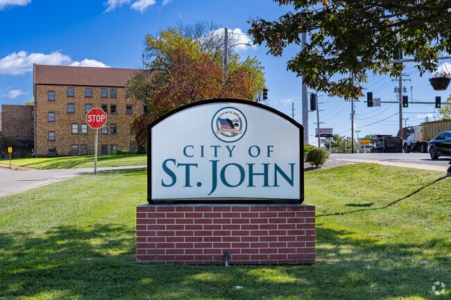 Visitors to Saint John are greeted by the welcome sign along St. Charles Rock Road.