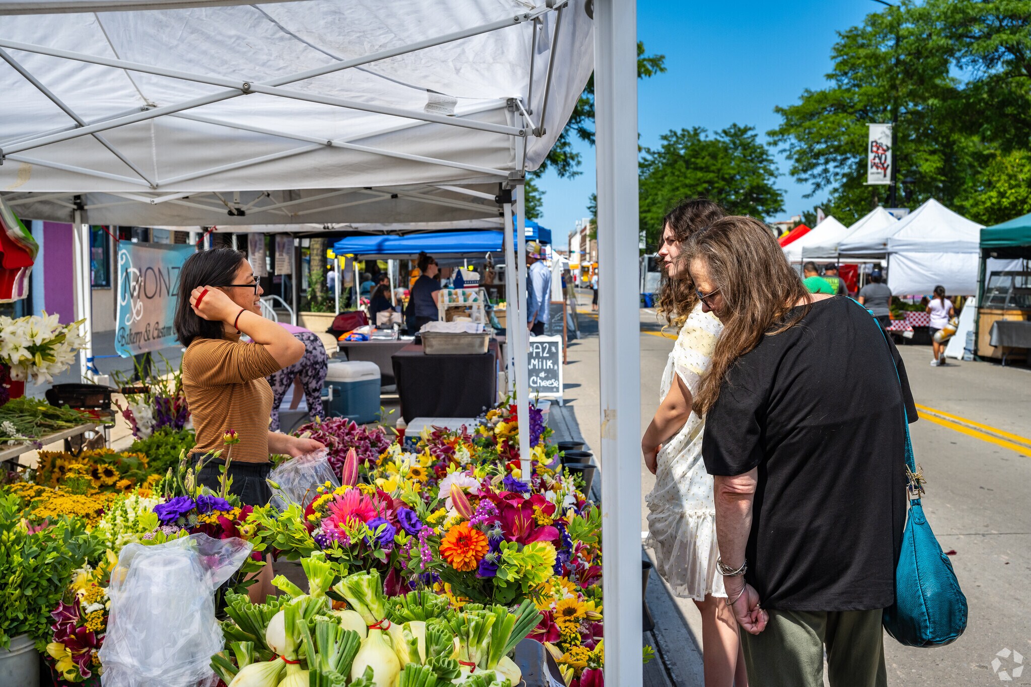 The Broadway Farmers Market is a great stop for fresh flowers and produce.