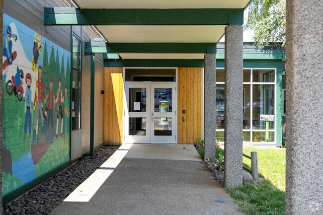 The Main entrance of Parkdale Elementary School.