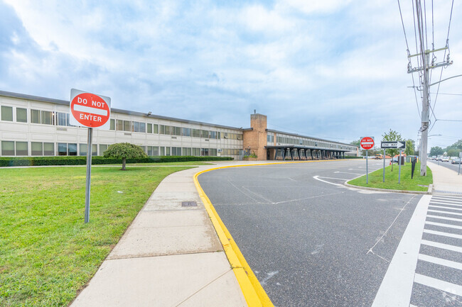 School bus exit at Copiague Middle School.