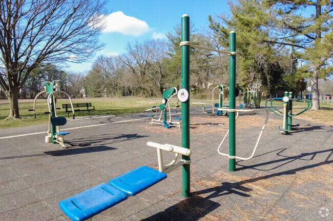 Residents can enjoy the outdoor exercise equipment at Lincolnia Park.