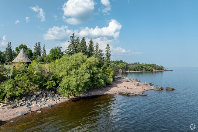 There is a wide open beach on Lake Superior at Leif Erikson Park.