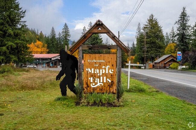 Maple Falls is home to an annual celebration of Bigfoot, and signs of the large cryptid can be seen all over town.