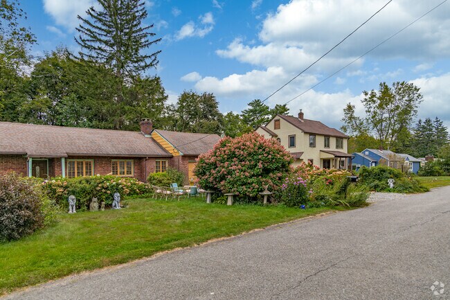 Tree-lined streets populate residential neighborhoods in West Hurley, NY.