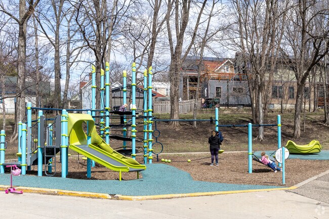Powderhorn Park has several playgrounds that are often full of people.