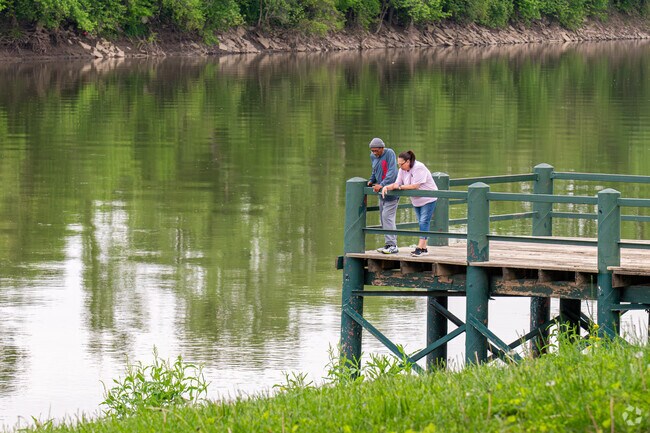A couple spends time together on the Wabash River at Fairbanks Park.