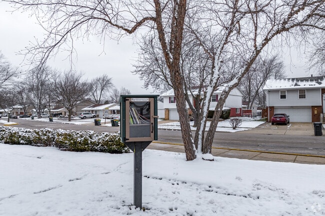 Heritage Elementary School features a free library near the front entrance.