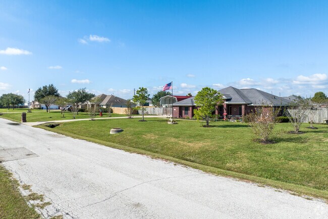 Ranch style homes are a popular choice among young families in Damon, Texas.