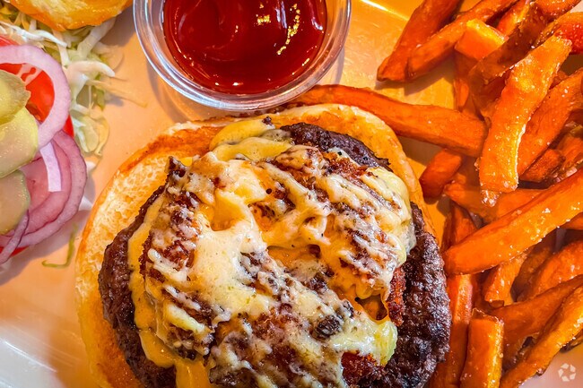 Cheesecake Factory in South Huntington makes a mean mac and cheeseburger.