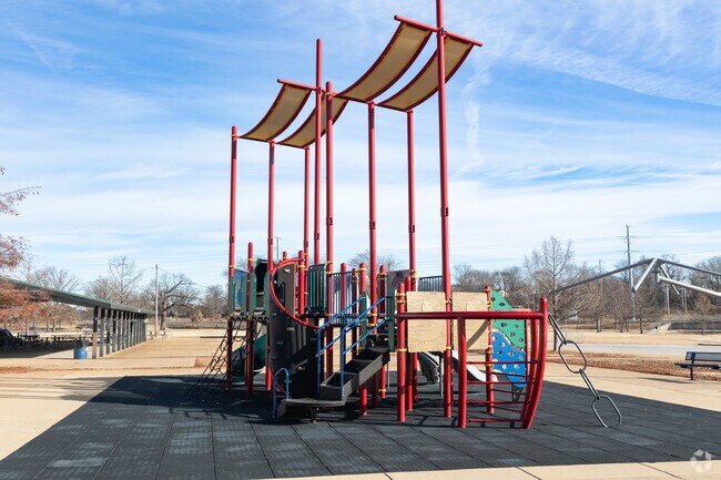 Lemay Park in Lemay, MO has an expansive playground with climbing structures.