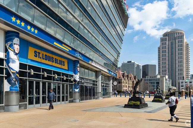 Watch the St. Louis Blues hockey team play a game at the Enterprise Center in Downtown West.