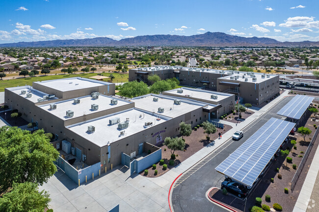 A closer look from above at Rogers Ranch School in Laveen.