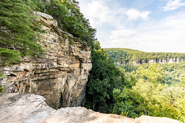The view from the top of the waterfall at Falling Waters Park.