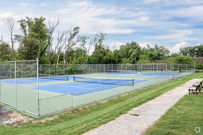 Practice your serve at the tennis courts at Leakin Park near Rognel Heights.