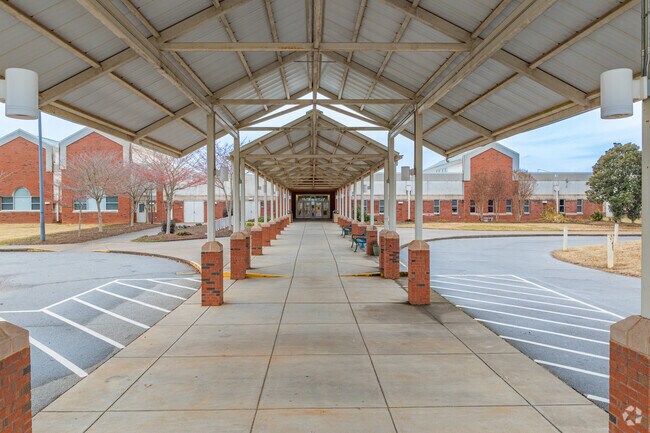 Reedy Fork Elementary School covered entrance.