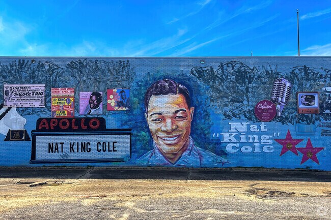 Driving into West Montgomery, you'll see a mural honoring Nat King Cole.