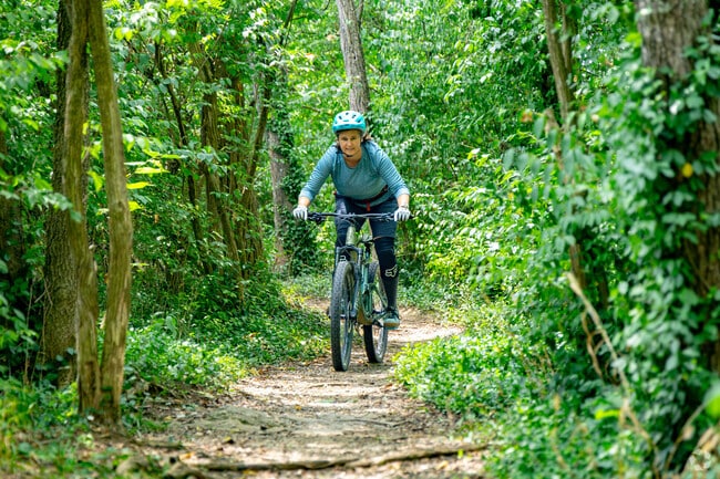 At Veterans Park, the mountain bike trail is approximately 3.5 miles long.