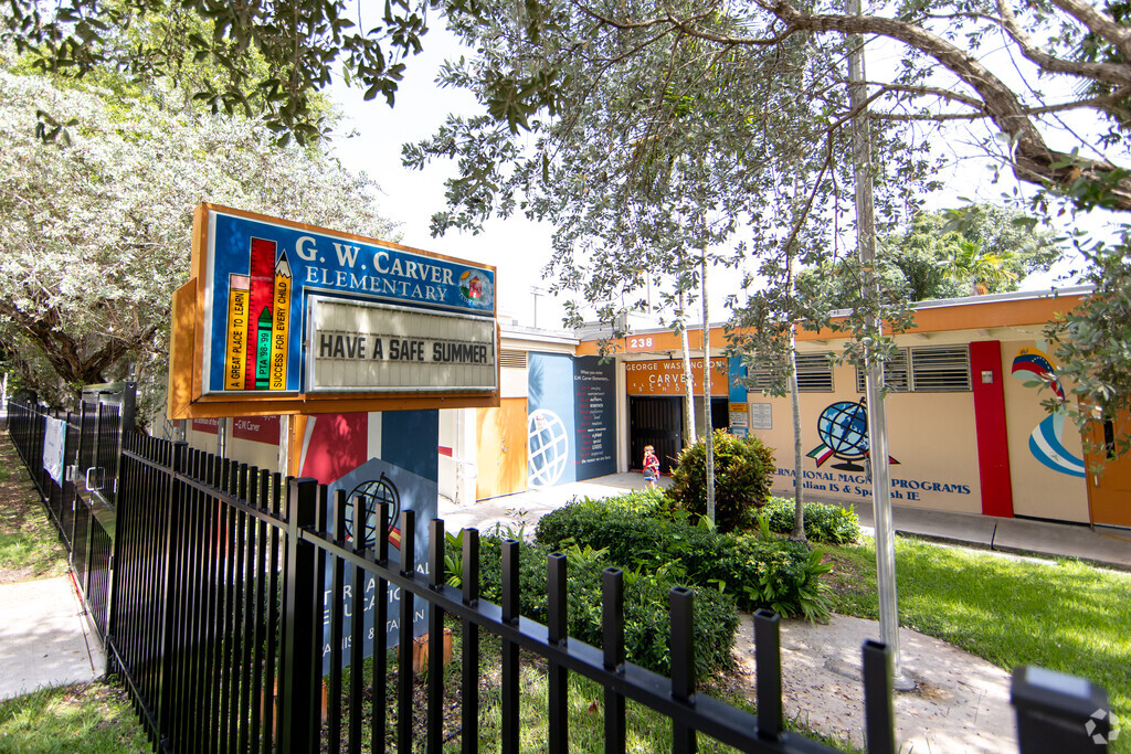 Main entrance to George W. Carver Elementary School in Golden Gate, Coral Gables FL